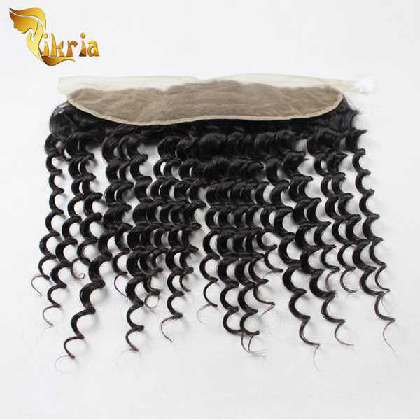 Cheap Indian Deep Wave Virgin Human Hair Lace Frontal Closures Bleached Knots Malaysian Brazilian Peruvian Human Hair 13x4 Closures