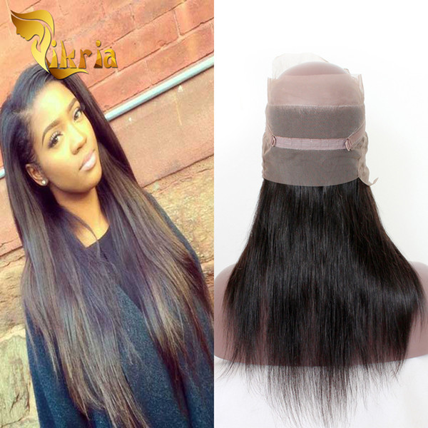 Brazilian Virgin Hair Pre Plucked 360 Lace Frontal With Baby Hair Straight Human Hair Natural Black Color Ear To Ear Lace Frontal