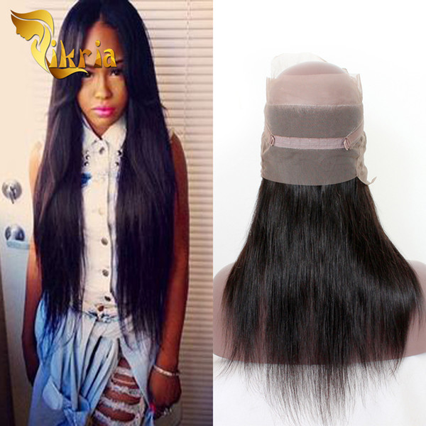 Brazilian Remy Human Hair Straight Ear To Ear 360 Lace Frontal With Baby Hair Pre Plucked Peruvian Indian Malaysian Lace Frontal