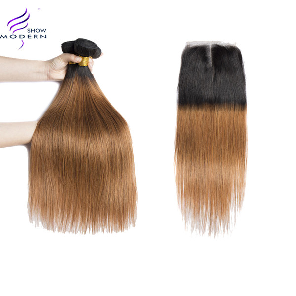 Modern Show brazilian hair Straight Bundles with Frontal Ombre Hair Bundles 1b/30 Human Hair