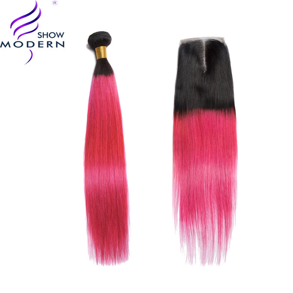 Modern Show Brazilian Hair Straight Bundles 1B/Pink Ombre Hair Bundles Non Remy Human Hair Extensions