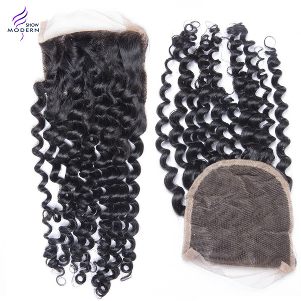 New Arrival Modern Show Hair Peruvian Virgin Hair Curly Wave Unprocessed Malaysian Human Hair Weaves 4x4 Swiss Lace Closure