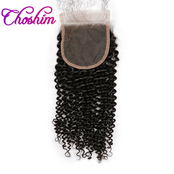 Choshim 4x4 Kinky Curly Lace Closure Human Hair for black woman Natural Color Brazilian Remy Hair Free Part Bleached Knots With Baby Hair