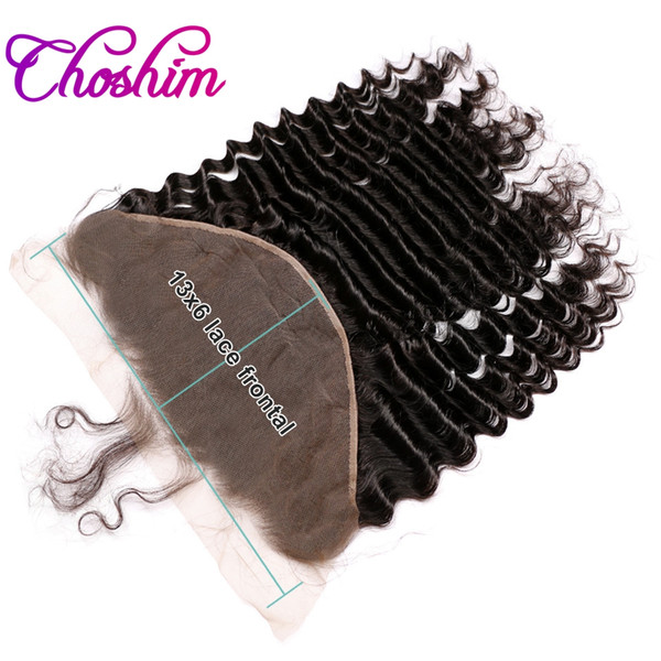 Choshim 13x6 Ear To Ear Lace Frontal Closure With Baby Hair Brazilian Remy Hair Bleached Knots Human Hair KL Pre Plucked Deep Wave