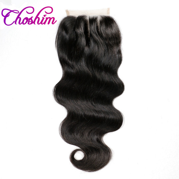 Choshim KL Middle Part Body Wave Lace Closure Human Hair Natural Color Brazilian Remy Hair Closure Bleached Knots With Baby Hair