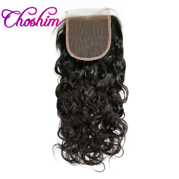 Choshim KL Free Part Natural Wave Remy Hair Closure Bleached Knots Lace Closure Human Hair Natural Color Brazilian With Baby Hair