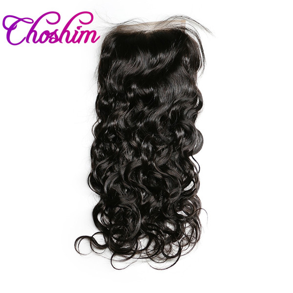 Lace Closure Human Hair Natural Color Brazilian Remy Hair Closure Bleached Knots With Baby Hair Free Part Natural Wave