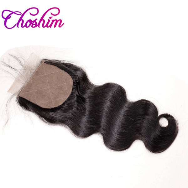 Choshim KL Free Part Silk Base Closure Body Wave Human Hair Brazilian Remy Hair 4x4 Silk Closure Bleached Knots With Baby Hair