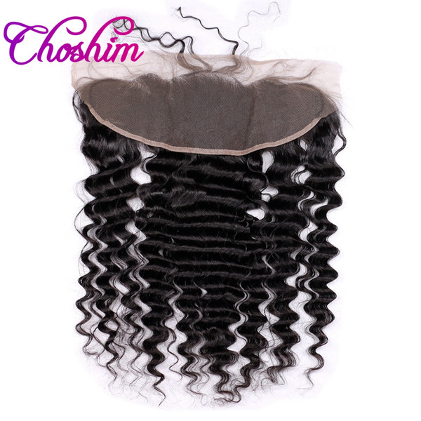 Deep Wave 13x4 Ear To Ear Lace Frontal Closure With Baby Hair for black woman Brazilian Remy Hair Human Hair Free Bleached Knots