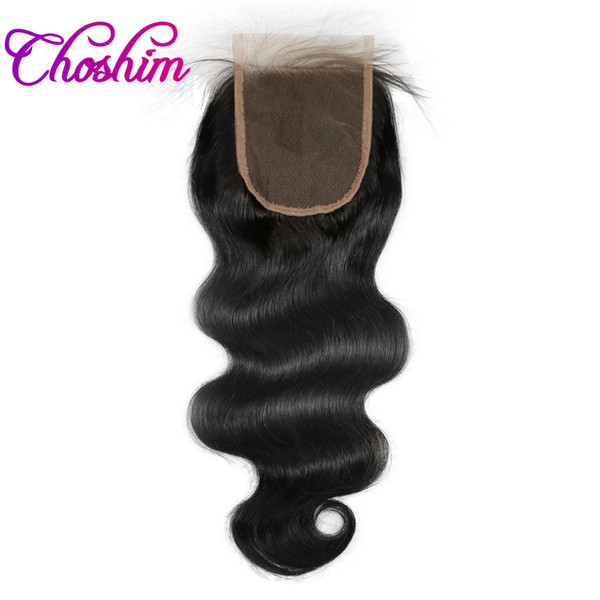 Choshim KL Middle Part Bleached Knots With Baby Hair Body Wave Lace Closure Human Hair Natural Color Brazilian Remy Hair Closure