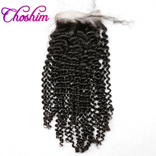 Choshim 4x4 Kinky Curly Lace Closure Human Hair for black woman Natural Color Brazilian Remy Hair Free Part Bleached Knots With Baby Hair