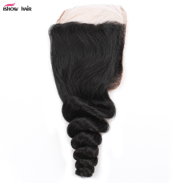 8a Wholesale Closure 10 Bundles Brazilian Peruvian Malaysian Human Hair Closure Loose Wave 4x4 Lace Closure Free Shipping