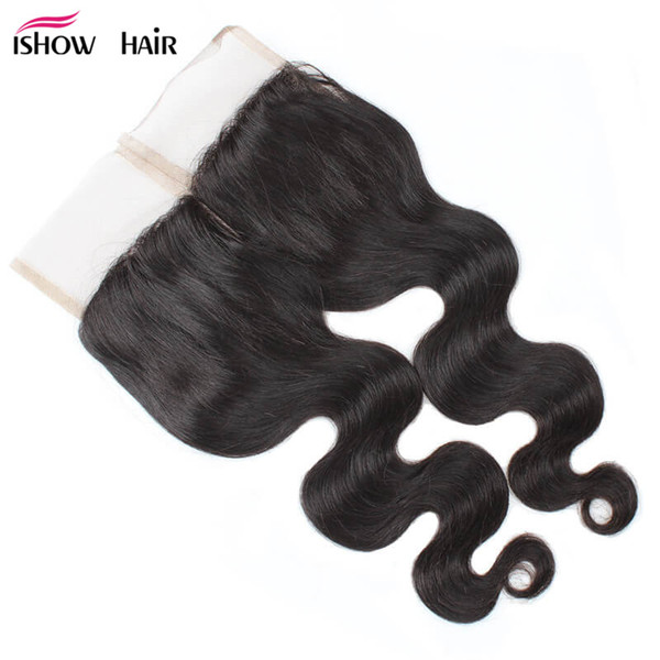 Ishow Human Hair Wholesale 8A Brazilian Human Hair Closure 4*4 Body Wave Free part /Middle Part/Three Part swiss 4*4 Lace Closure 10Pcs