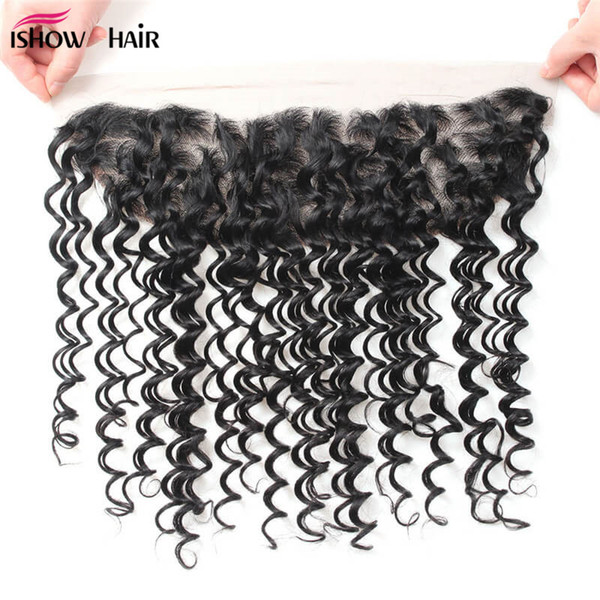 10A 13 X 4 Brazilian Deep Wave Lace Frontal with Baby Hair Overnight Malaysian Peruvian Indian Virgin Human Hair Lace Frontal