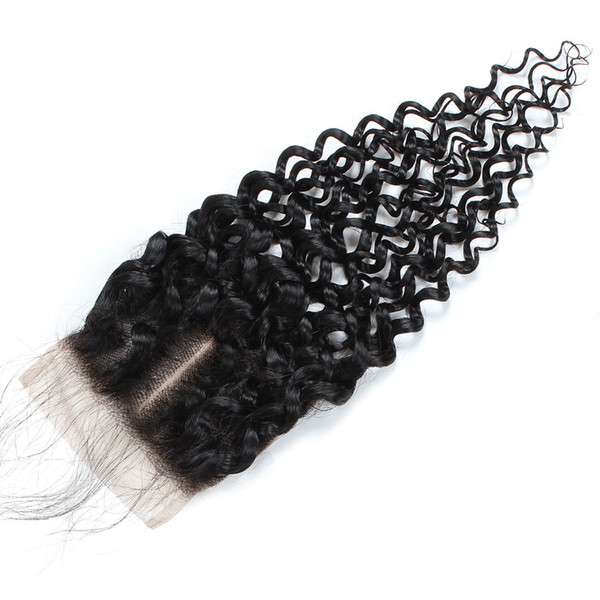 Brazilian Peruvian Cheap Curly Virgin Hair Lace Closure With Baby Hair 1pc 100% Virgin Human Hair Hand Tied Kinky Curly Lace Closure