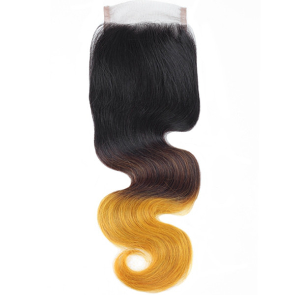 Ishow Ombre Body Wave Hair Lace Closure 1pc Brazilian Peruvian Indian Hair Ombre Color Remy Human Hair Closure