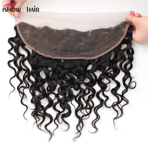 Ishow Human Hair Brazilian Virgin 8A Wholesale 10Pcs Cheap Lace Frontal Closure Can Be Dyed Frontal Ear to Ear Water Wave Free Shiping