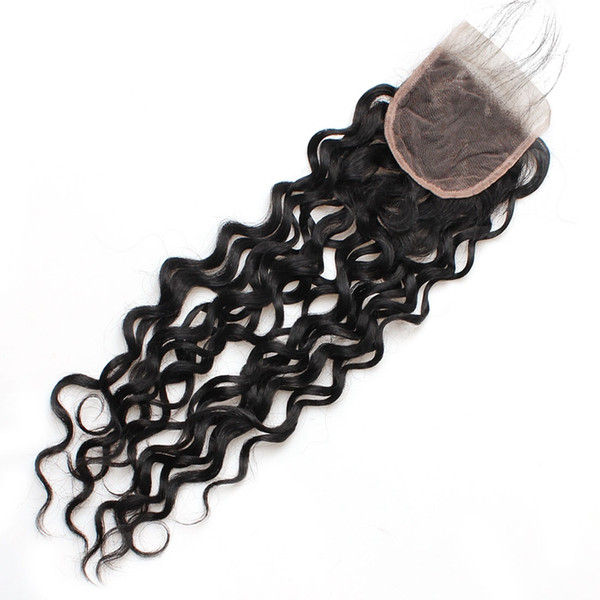 4*4 Free Part Lace Closure 1pc Brazilian Peruvian Water Wave Fashion Lace Closure with Baby Hair For Black Women 8A Unprocessed Virgin Hair