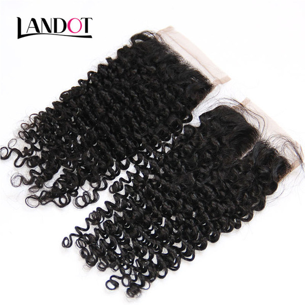 Brazilian Curly Virgin Hair Lace Closure Free Middle Part Peruvian Malaysian Indian Cambodian Mongolian Deep Kinky Curly Human Hair Closures