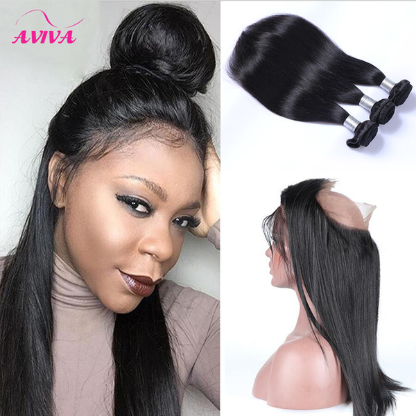 360 Full Lace Frontal Closure With 8A Grade Brazilian Peruvian Indian Malaysian Cambodian Straight Virgin Human Hair Weaves Bundles Closures