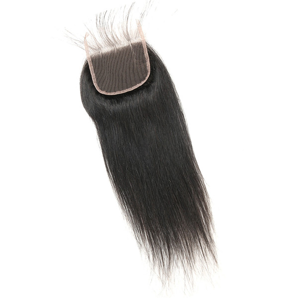 Remy Indian Straight Human Hair Lace Closure 4x4 Free Part Middle Part Three Part Human Hair Lace Closure