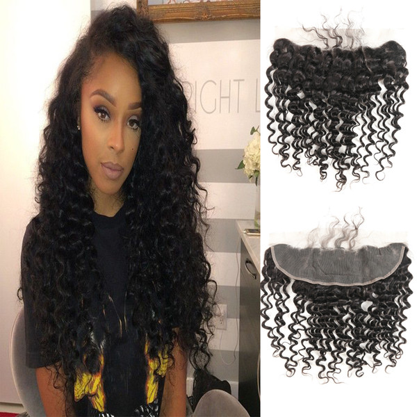 Deep Wave Human Hair Closure Malaysian Virgin Milk 13*4 Frontal Closure Different Size For You For Sale 10-20Inch