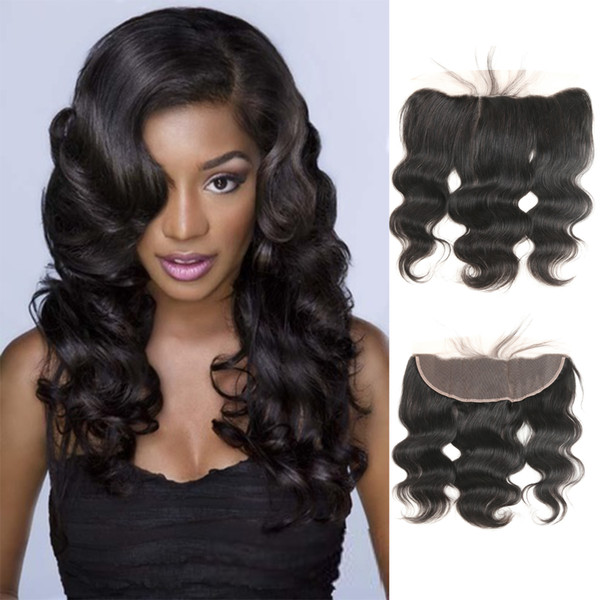 Peruvian Virgi Hair Natural Black Body Wave Human Hair 13*4 Frontal Closure Different Size For You 10-22Inch For Sale