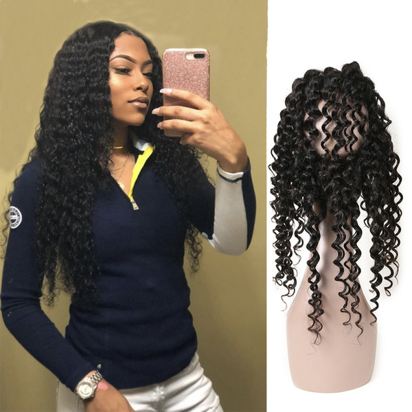 Peruvian Human Hair Pre Plucked 360 Lace Frontal Deep Wave Natural Black 360 Lace Frontal Closure Hair Weave