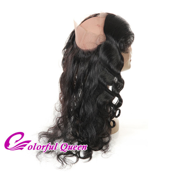 Colorfulqueen Malaysian Virgin Hair Pre Plucked 360 Frontal with Baby Hair Body Wave Wavy Human Hair 360 Frontal Closure for Black Women