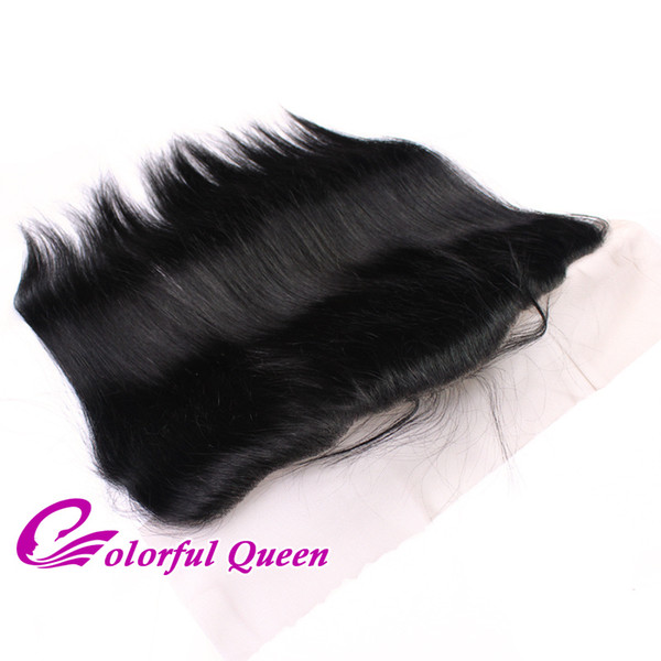 Colorful Queen Cheap Peruvian Straight Hair with Closure Front Lace 1pc Ear to Ear 13x4 Straight Virgin Human Hair with Lace Frontal Closure