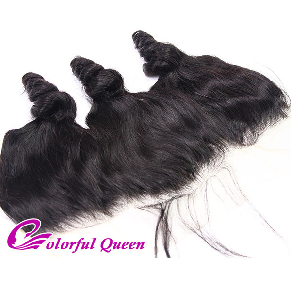 Brazilian Virgin Hair With Lace Frontal Closure 1pc Ear to Ear 13x4 Loose Wave with Lace Frontal Brazilian Human Hair Loose Bouncy Curls