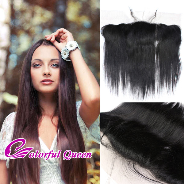 Colorful Queen Peruvian Virgin Hair Straight with Lace Frontal Human Hair Frontal Closure with Baby Hair Straight Lace Frontal Closure Only