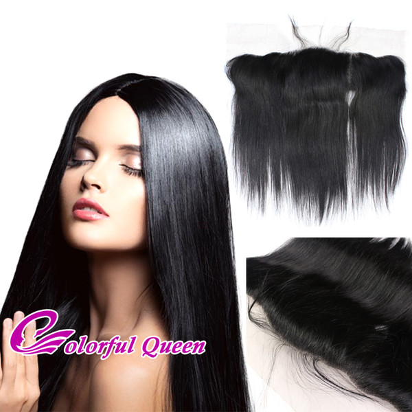 Colorful Queen Malaysian Straight Hair with Frontal Virgin Human Hair Lace Frontal Closure with Baby Hair Straight Lace Frontal Closure Only