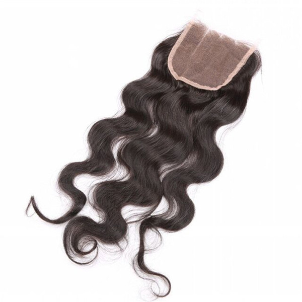 Grade 10A Brazilian Lace Closure 4x4 Bleached Knots Virgin Brazilian Peruvian Malaysian Mongolian Body Wave Human Hair