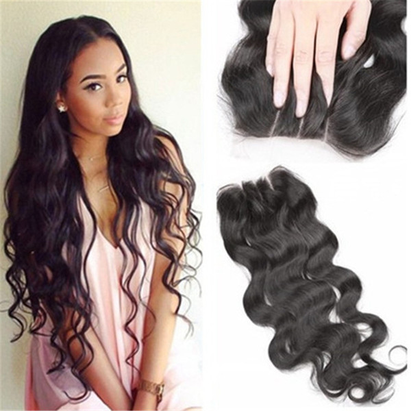 100% Brazilian Malaysian Indian Peruvian Mongolian Hair Top Lace Closure 8-18inch Body Wave Natural Color Human Hair Closure