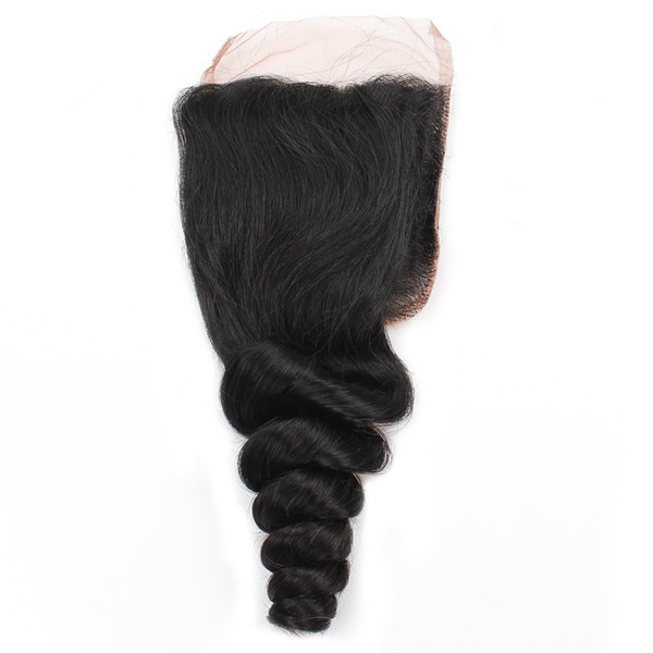 8A Virgin Human Hair 4*4 Loose Wave Swiss Lace Closure Middle Free Three Part Brazilian Peruvian Malaysian Indian Hair