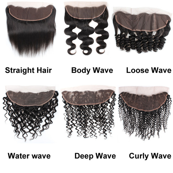 Wholesale Cheap 8A Brazilian Straight Hair Body Loose Water Deep Curly Wave Ear to Ear 13*4 Lace Frontal Free Part 8-20inch 