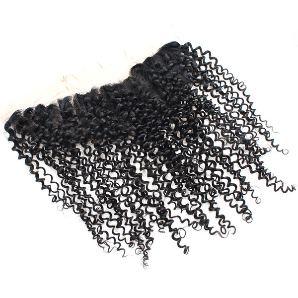 8A Kinky Curly Lace Frontal Free Part 13*4 Virgin Human Hair Ear to Ear Lace Frontal Brazilian Peruvian Malaysian Indian Hair