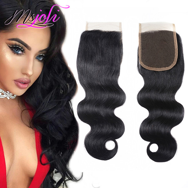 Brazilian Virgin Human Hair Weave Closures Body Wave Loose Wave Deep Wave Straight Kinky Straight Natural Black 4x4 Lace Closures Ms Joli