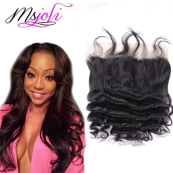 Brazilian body wave virgin 13x4 lace frontal closure human hair weave queen hair natural color black free parts from Ms Joli