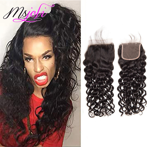 Brazilian 4X4 Lace Closure Brazilian Human Hair 4 By 4 Lace Closure Wet And Wavy Virgin Hair Natural Color