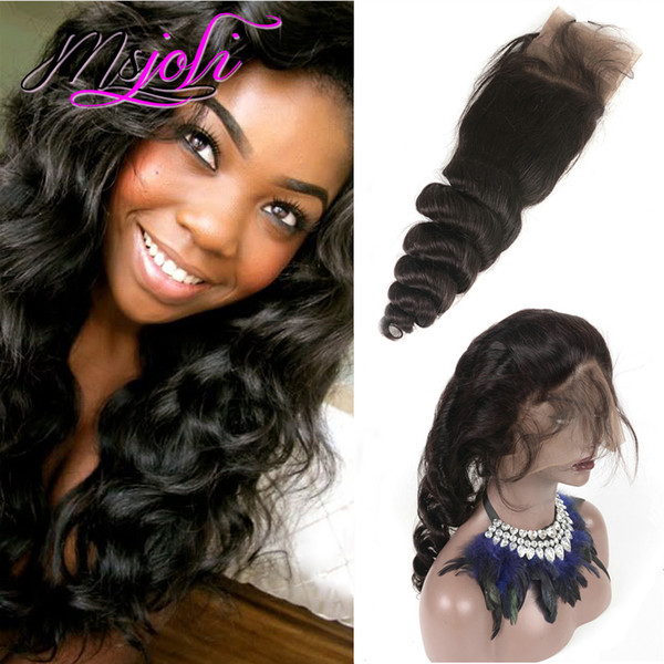 Msjoli virgin human hair weave 360 lace frontal unprocessed Indian hair pre plucked loose wave free part new fashion 8 to 22 inches