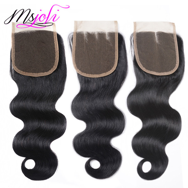 9A Mongolian Virgin Hair 4x4 Lace Closure Body wave Lace Top Closure Three Parts Human Hair Closure Natural Black 6-22 Inches