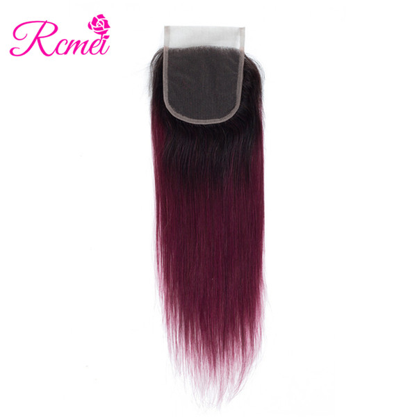 Rcmei Ombre Hair Lace Closure 4*4 Free Part Brazilian Human Hair Closuer With Baby Hair Natural Headline 10-20 Inch 