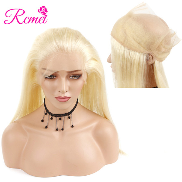 Rcmei 613 Blonde Straight Indian Hair 360 Lace Frontal Closure With Baby Hair 100% Human Hair Free Part Pre Plucked 10-20inch 1pc Only