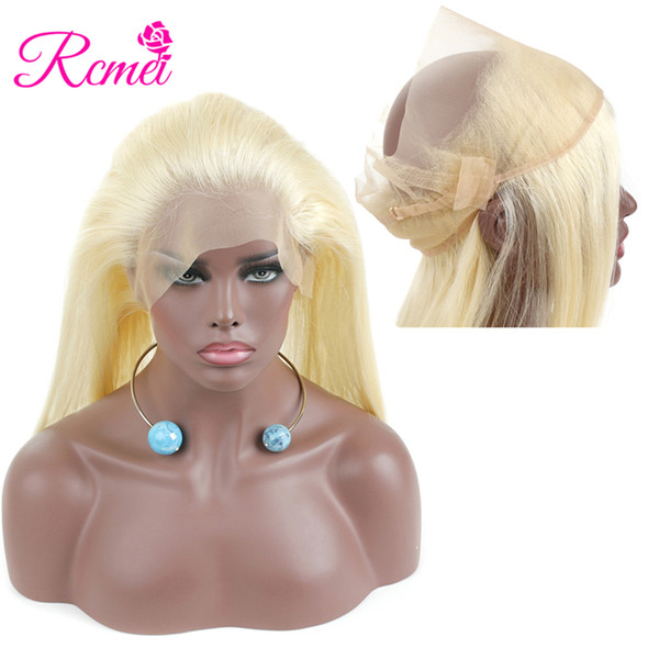 Rcmei 613 Blonde Mongolian Straight Hair 360 Lace Frontal Closure With Baby Hair 100% Human Hair Pre-Colored Free Part No Shedding