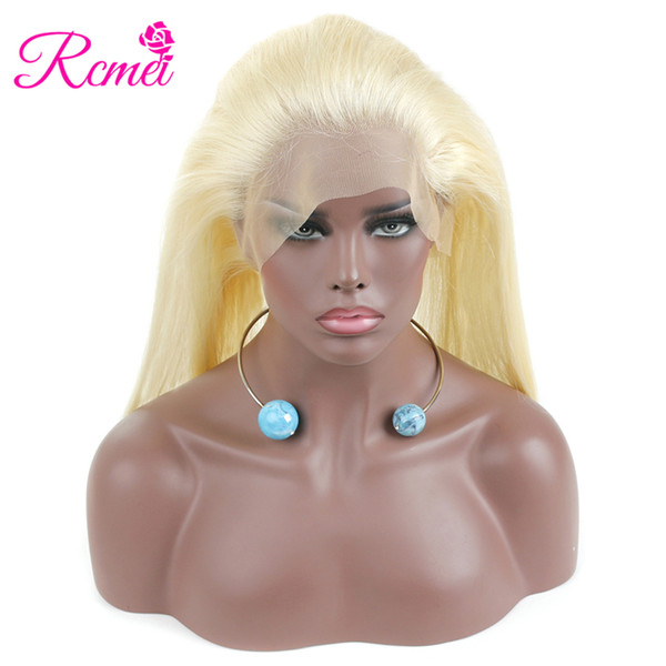 Rcmei 613 Blonde 360 Lace Frontal Closure Pre Plucked With Baby Hair Straight Malaysian Remy Hair Full Lace Hairline