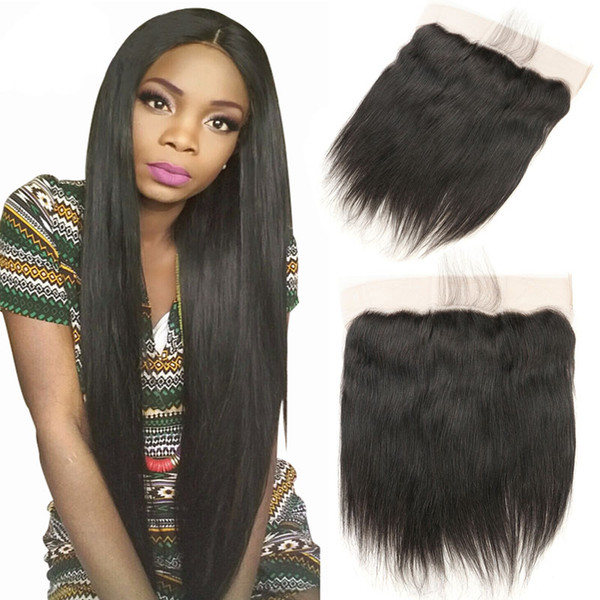 Ear to Ear Lace Frontal Closure 13X4 With Baby Hair Pre Plucked Brazilian Straight Human Hair Remy Hair Cheap Lace Frontal No Shed