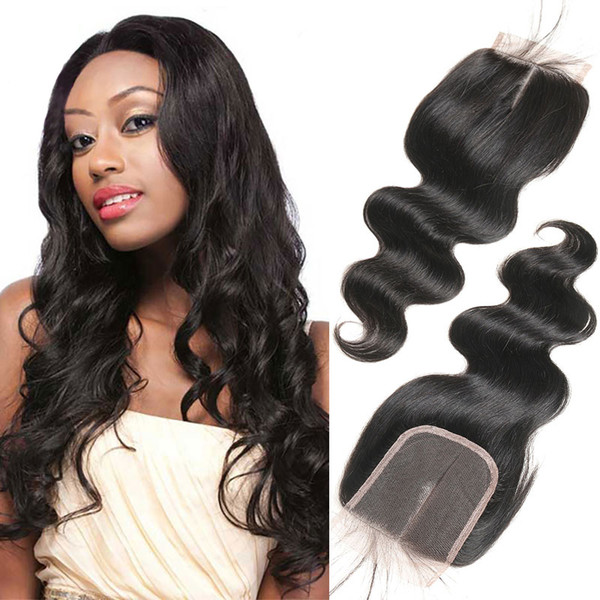 Indian Human Hair Body Wave Lace Closure 4X4 inch With Baby Hair Swiss Lace 8-24inch Remy Hair Free Shipping