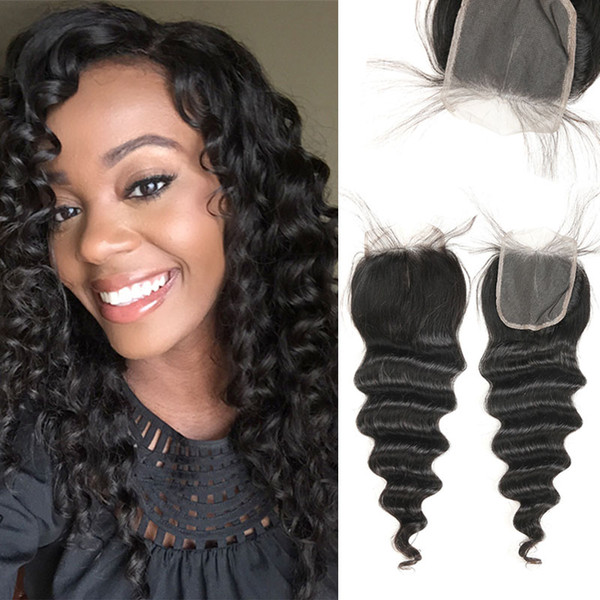 MI Hair Brazilian Loose Wave Lace Closure 4X4 inch Free Part/Middle Part/Three Part with Baby Hair Remy Human Hair Free shipping